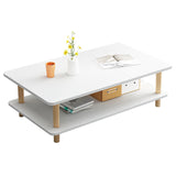 Contemporary 16.92" H Rectangle Wooden Coffee Table with Shelf