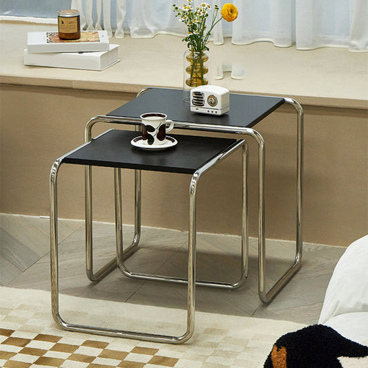 Minimalist Rectangular 15.7" D End Table Modern Steel Sled Side Table