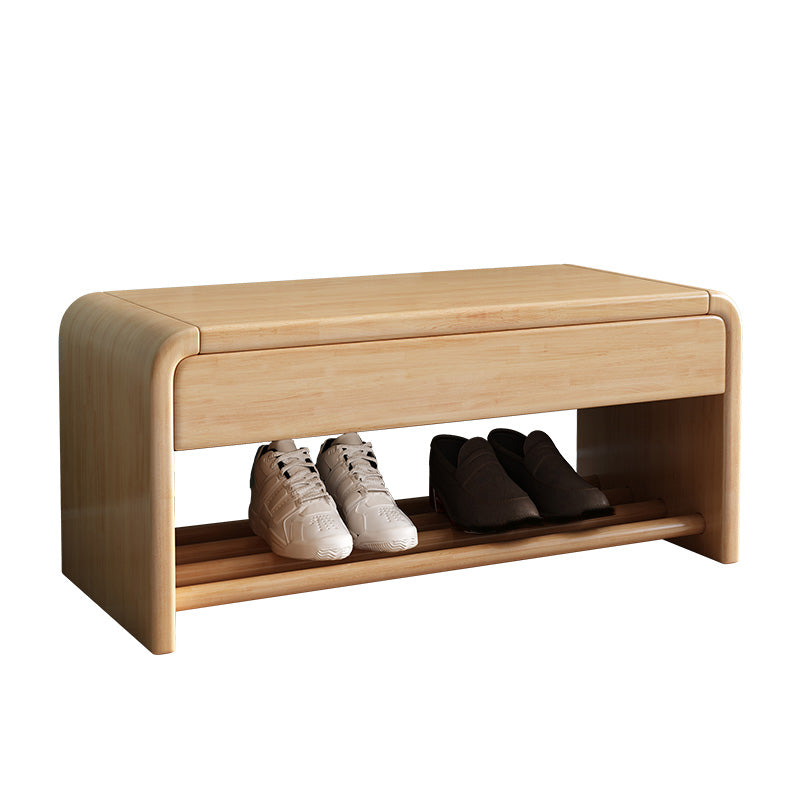 Contemporary Rubber Wood Bench Rectangle Storage Accent Bench with Drawer 24"L x 12"W x 14"H Natural Clearhalo 'Benches' 'Chairs & Seating' 'furn' 'furn_benches' 'Furniture' 'Living Room Furniture' 6190120