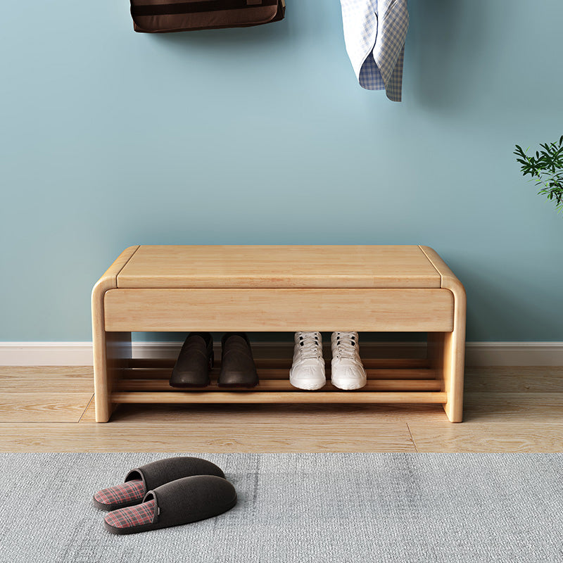 Contemporary Rubber Wood Bench Rectangle Storage Accent Bench with Drawer Clearhalo 'Benches' 'Chairs & Seating' 'furn' 'furn_benches' 'Furniture' 'Living Room Furniture' 6190123