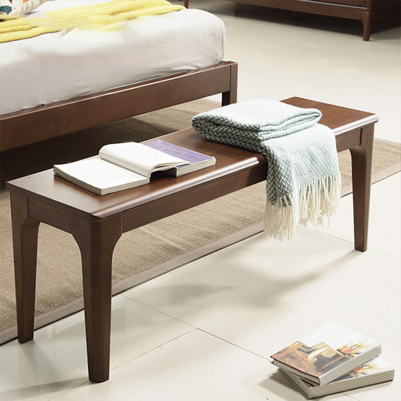 Modern Rubber Wood Bedroom Bench 17.7" Height Bench with Legs 59"L x 14"W x 18"H Nut-Brown Clearhalo 'Benches' 'Chairs & Seating' 'furn' 'furn_benches' 'Furniture' 'Living Room Furniture' 6190134