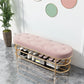 14.04-inch Width Modern Seating Bench Cushioned Metal Entryway Bench 47"L x 14"W x 18"H Pink Clearhalo 'Benches' 'Chairs & Seating' 'furn' 'furn_benches' 'Furniture' 'Living Room Furniture' 6190163
