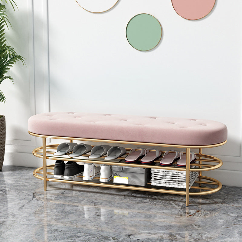 14.04-inch Width Modern Seating Bench Cushioned Metal Entryway Bench Pink Clearhalo 'Benches' 'Chairs & Seating' 'furn' 'furn_benches' 'Furniture' 'Living Room Furniture' 6190166