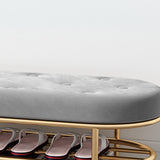 14.04-inch Width Modern Seating Bench Cushioned Metal Entryway Bench Clearhalo 'Benches' 'Chairs & Seating' 'furn' 'furn_benches' 'Furniture' 'Living Room Furniture' 6190168