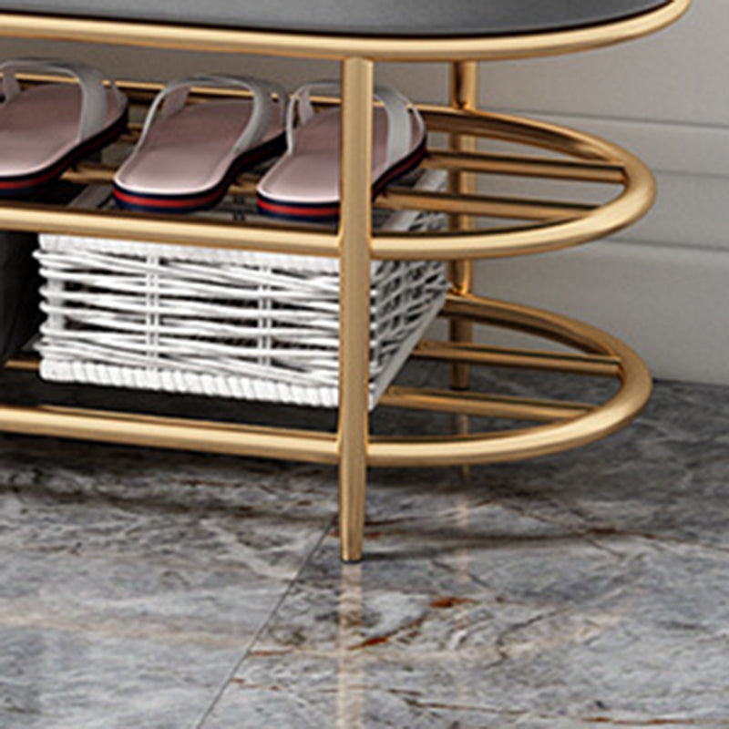 14.04-inch Width Modern Seating Bench Cushioned Metal Entryway Bench Clearhalo 'Benches' 'Chairs & Seating' 'furn' 'furn_benches' 'Furniture' 'Living Room Furniture' 6190169