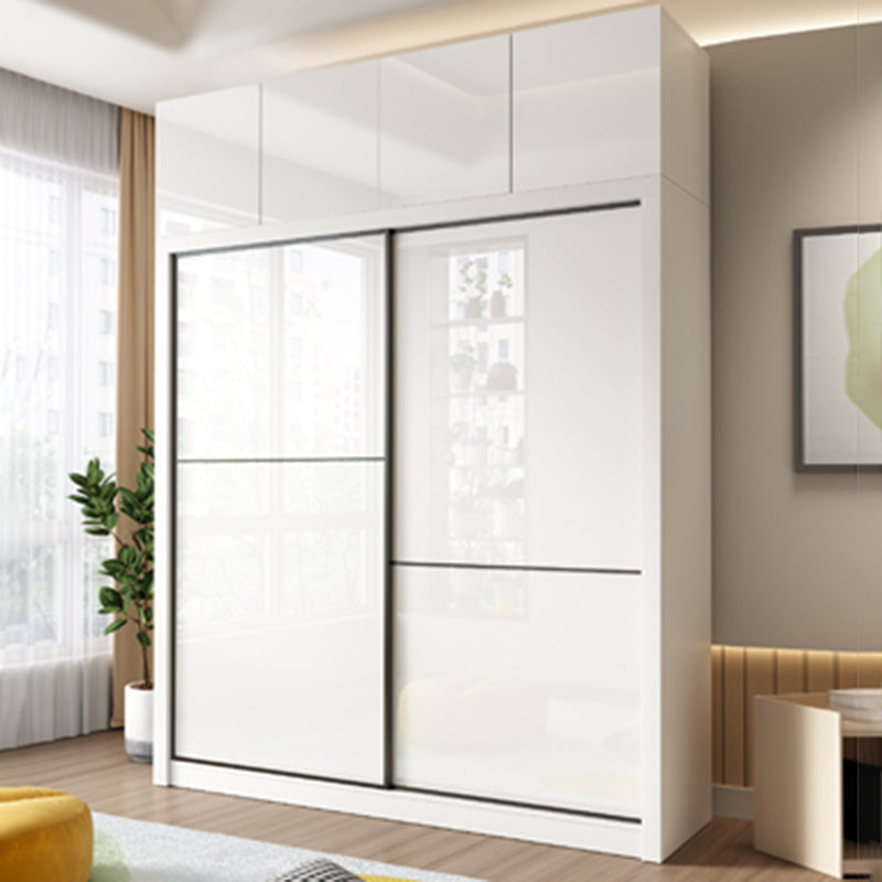 Gabinete de vestuario de dormitorio Armario de almacenamiento blanco moderno con puertas correderas