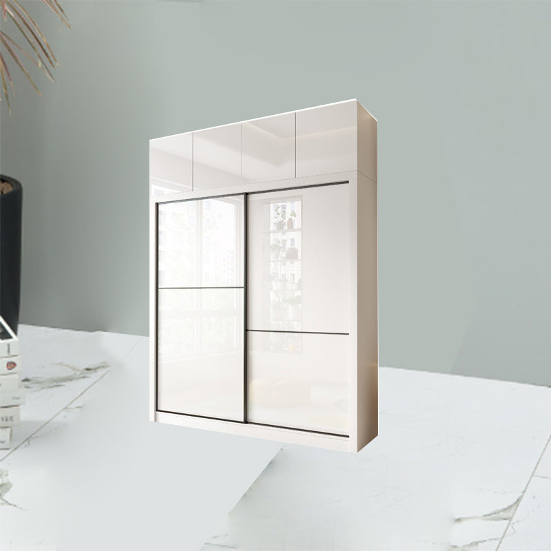 Gabinete de vestuario de dormitorio Armario de almacenamiento blanco moderno con puertas correderas