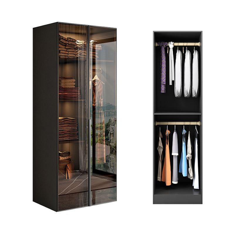 Modern Style Glass Wardrobe Bedroom Wardrobe Closet with Soft Close Door 24"L x 22"W x 79"H Armoires & Wardrobes Clearhalo 'Armoires & Wardrobes' 'armoires_wardrobes' 'Bedroom Furniture' 'furn' 'furn_armoires_wardrobes' 'Furniture' 6190837