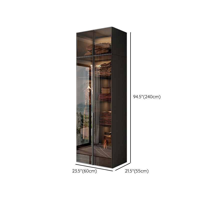 Modern Style Glass Wardrobe Bedroom Wardrobe Closet with Soft Close Door Clearhalo 'Armoires & Wardrobes' 'armoires_wardrobes' 'Bedroom Furniture' 'furn' 'furn_armoires_wardrobes' 'Furniture' 6190853