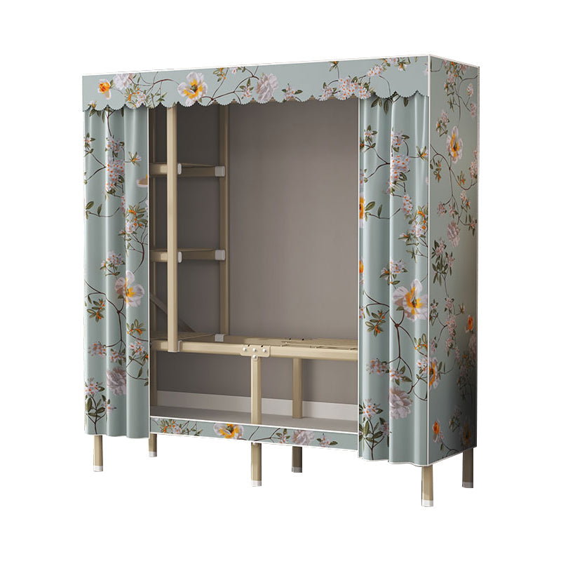Modern Wardrobe Armoire with Legs Steel Wardrobe Cabinet with Shelves 50"L x 18"W x 67"H Green Clearhalo 'Armoires & Wardrobes' 'armoires_wardrobes' 'Bedroom Furniture' 'furn' 'furn_armoires_wardrobes' 'Furniture' 6190856