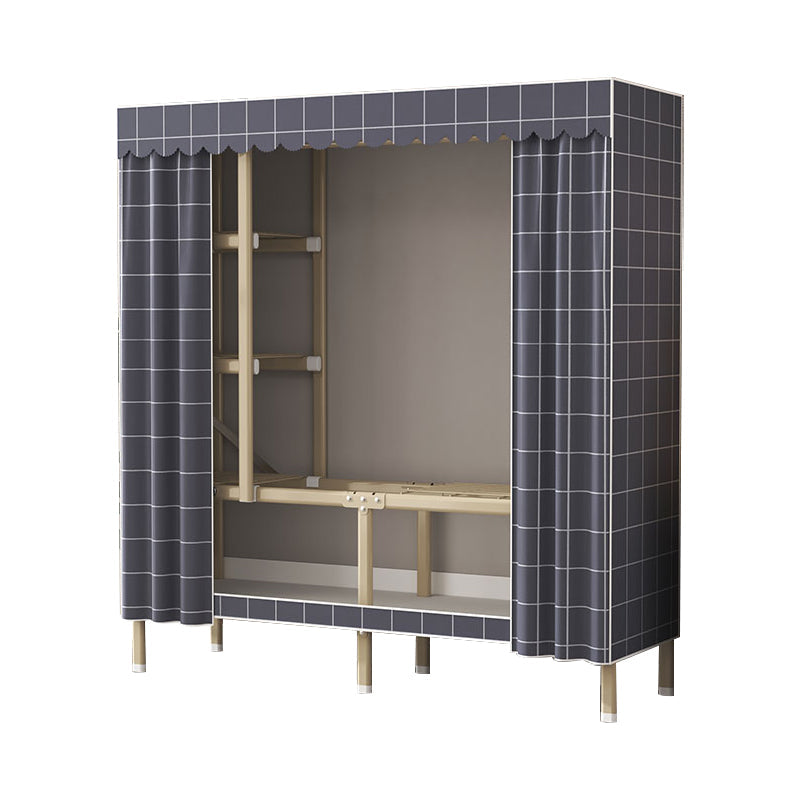 Modern Wardrobe Armoire with Legs Steel Wardrobe Cabinet with Shelves 50"L x 18"W x 67"H Dark Gray Clearhalo 'Armoires & Wardrobes' 'armoires_wardrobes' 'Bedroom Furniture' 'furn' 'furn_armoires_wardrobes' 'Furniture' 6190859