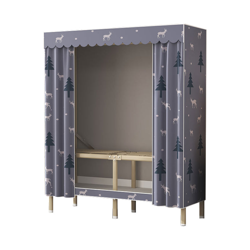 Modern Wardrobe Armoire with Legs Steel Wardrobe Cabinet with Shelves 43"L x 18"W x 67"H Grey Clearhalo 'Armoires & Wardrobes' 'armoires_wardrobes' 'Bedroom Furniture' 'furn' 'furn_armoires_wardrobes' 'Furniture' 6190861