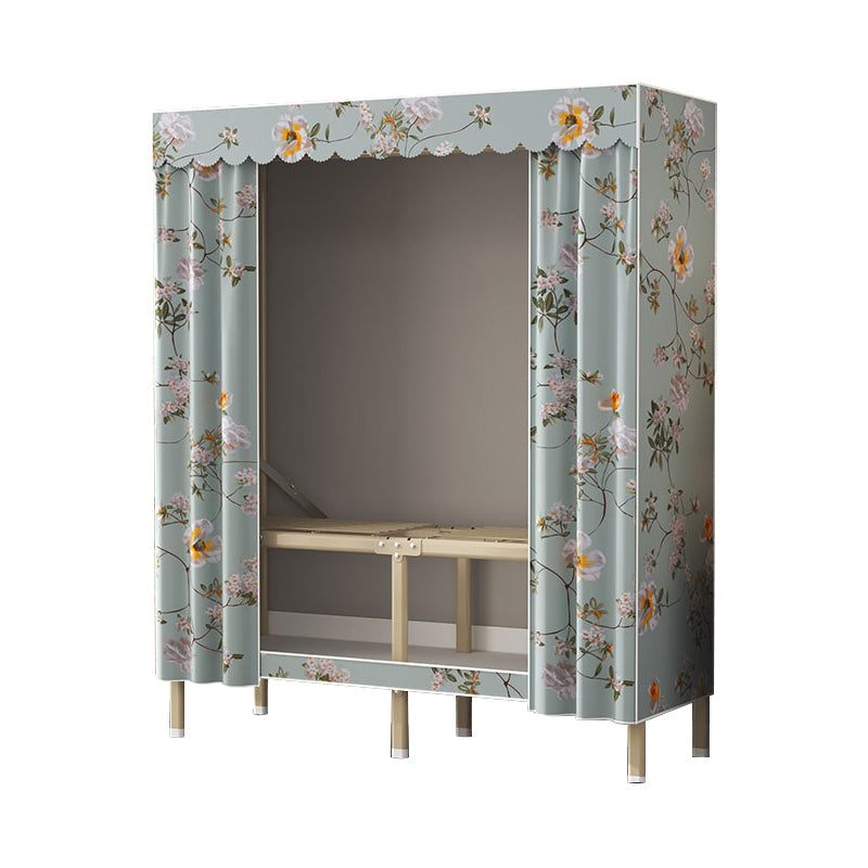 Modern Wardrobe Armoire with Legs Steel Wardrobe Cabinet with Shelves 43"L x 18"W x 67"H Green Clearhalo 'Armoires & Wardrobes' 'armoires_wardrobes' 'Bedroom Furniture' 'furn' 'furn_armoires_wardrobes' 'Furniture' 6190862