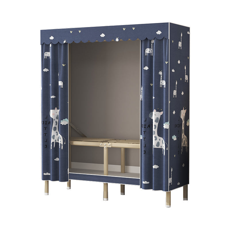Modern Wardrobe Armoire with Legs Steel Wardrobe Cabinet with Shelves 43"L x 18"W x 67"H Blue Clearhalo 'Armoires & Wardrobes' 'armoires_wardrobes' 'Bedroom Furniture' 'furn' 'furn_armoires_wardrobes' 'Furniture' 6190865