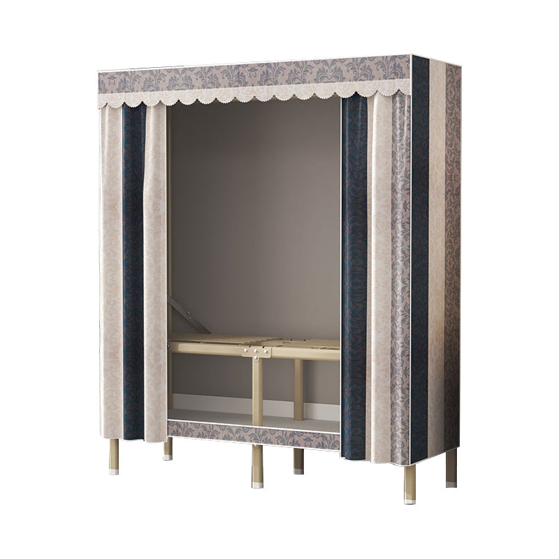 Modern Wardrobe Armoire with Legs Steel Wardrobe Cabinet with Shelves 43"L x 18"W x 67"H Blue White Grey Clearhalo 'Armoires & Wardrobes' 'armoires_wardrobes' 'Bedroom Furniture' 'furn' 'furn_armoires_wardrobes' 'Furniture' 6190866