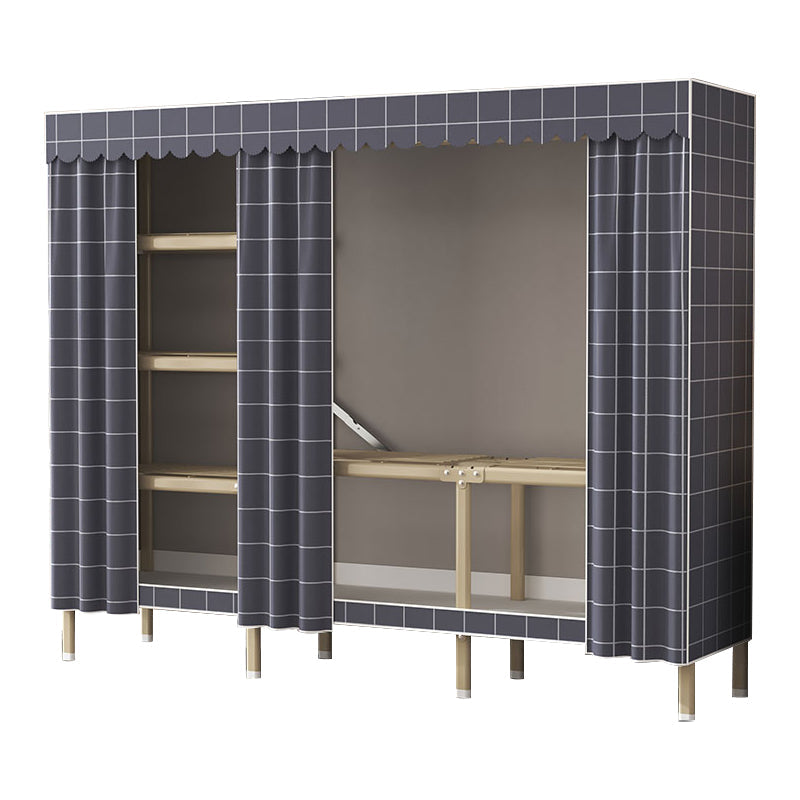 Modern Wardrobe Armoire with Legs Steel Wardrobe Cabinet with Shelves 64.2"L x 17.7"W x 66.9"H Dark Gray Clearhalo 'Armoires & Wardrobes' 'armoires_wardrobes' 'Bedroom Furniture' 'furn' 'furn_armoires_wardrobes' 'Furniture' 6190868