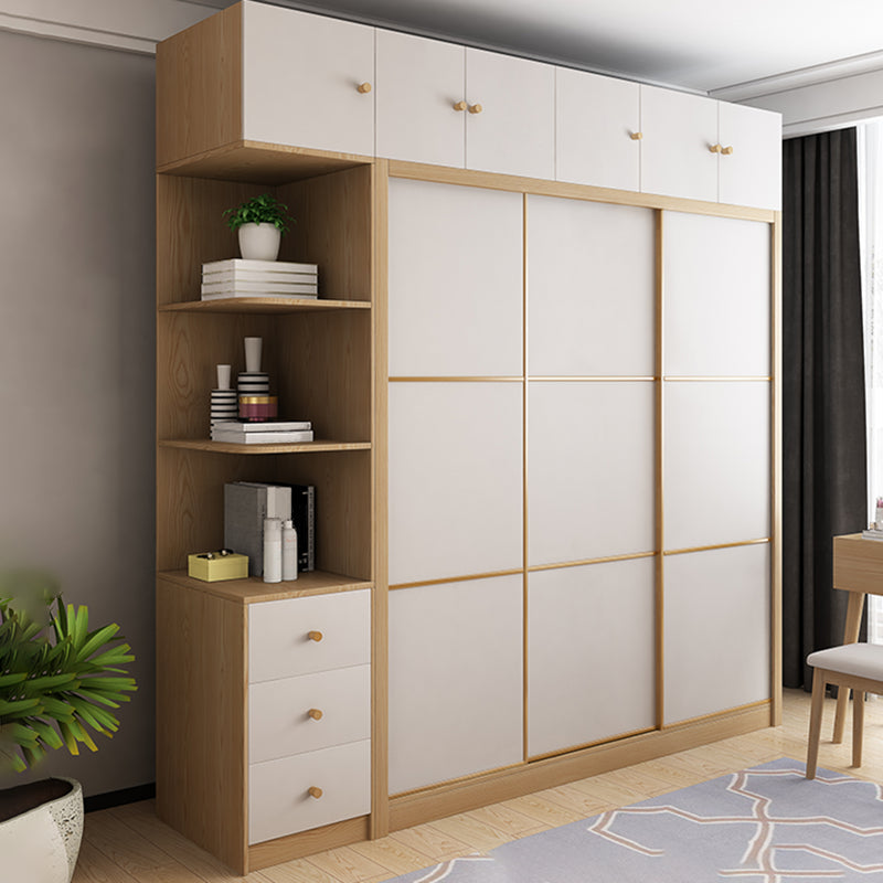 Armoire de couleur finale naturelle Closet de garde-robe en bois contemporain avec tiroir