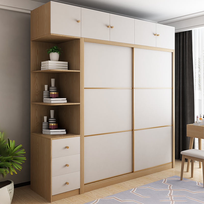 Armoire de couleur finale naturelle Closet de garde-robe en bois contemporain avec tiroir