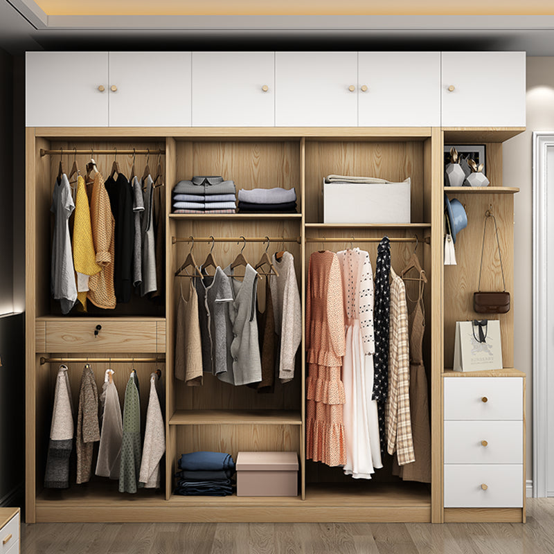Armoire de couleur finale naturelle Closet de garde-robe en bois contemporain avec tiroir