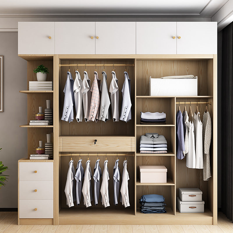 Armoire de couleur finale naturelle Closet de garde-robe en bois contemporain avec tiroir