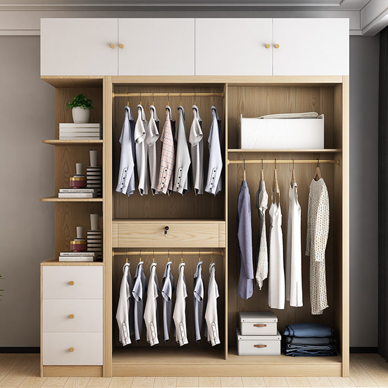 Armoire de couleur finale naturelle Closet de garde-robe en bois contemporain avec tiroir