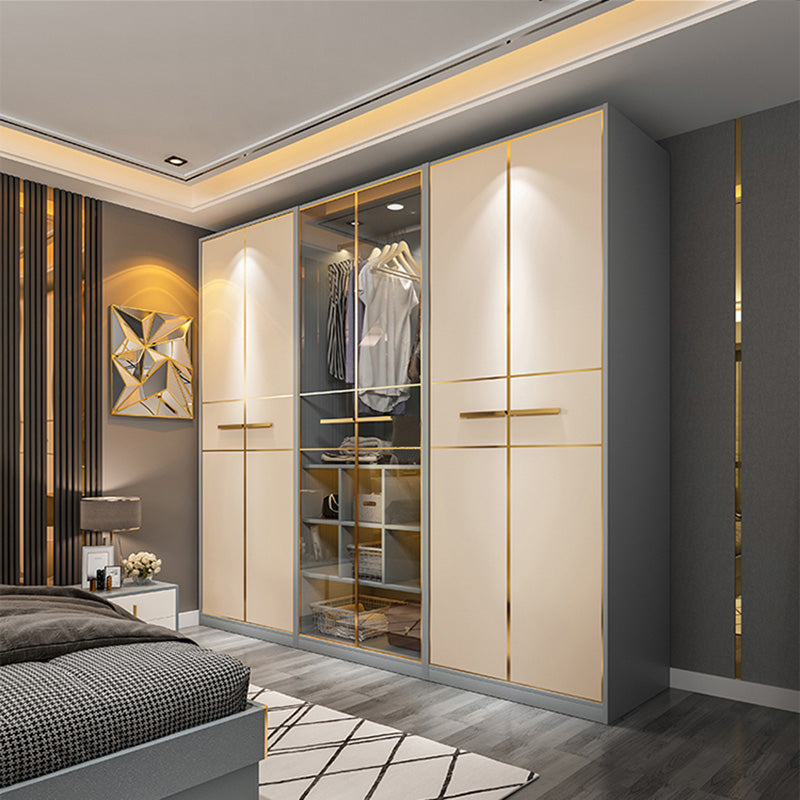 Asta di stoffa di guardaroba in legno moderno compreso l'armadio del guardaroba con morbida porta