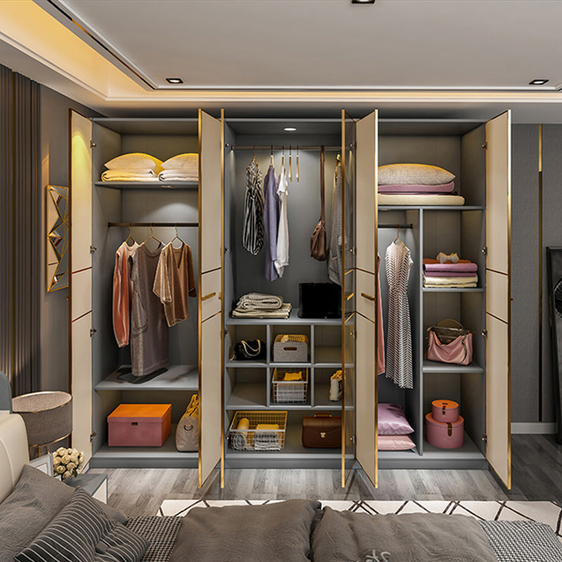 Asta di stoffa di guardaroba in legno moderno compreso l'armadio del guardaroba con morbida porta