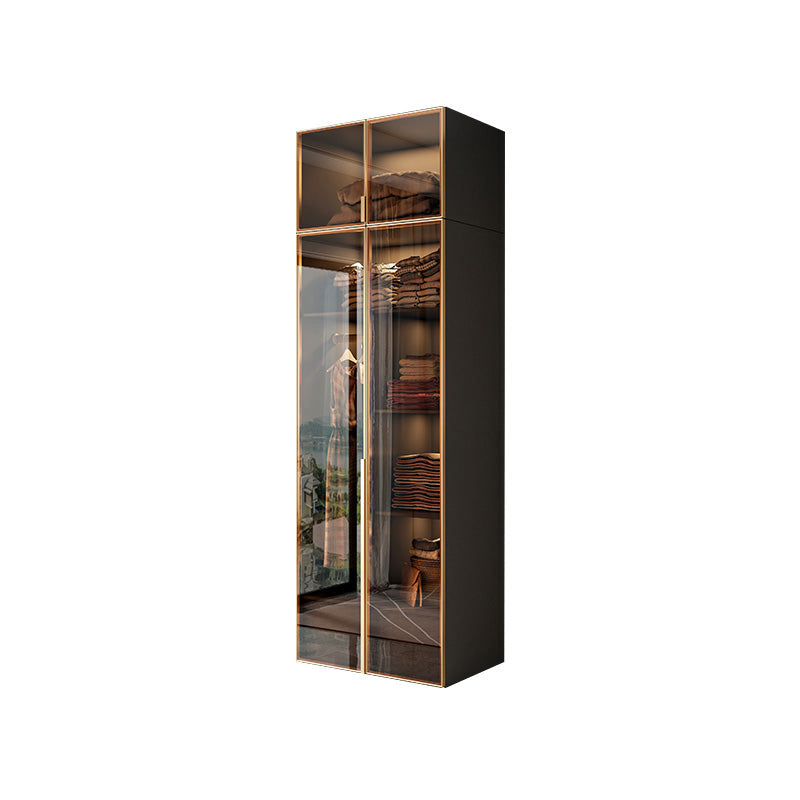 Modern Style Glass Wardrobe Bedroom Wardrobe Closet with Hinged Door