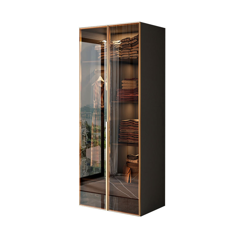 Modern Style Glass Wardrobe Bedroom Wardrobe Closet with Hinged Door
