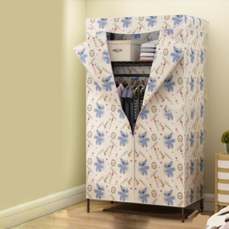 Tie en tissu en acier de garde-robe de style contemporain à 2 étagères comprenant un placard de garde-robe