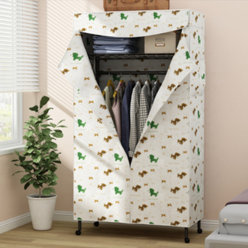 Tie en tissu en acier de garde-robe de style contemporain à 2 étagères comprenant un placard de garde-robe