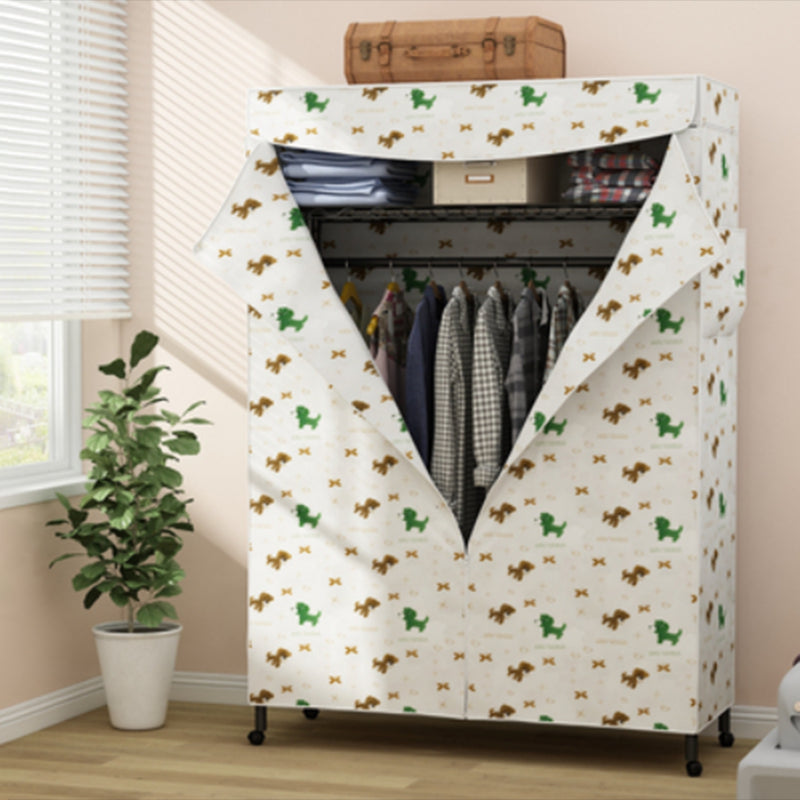 Tie en tissu en acier de garde-robe de style contemporain à 2 étagères comprenant un placard de garde-robe