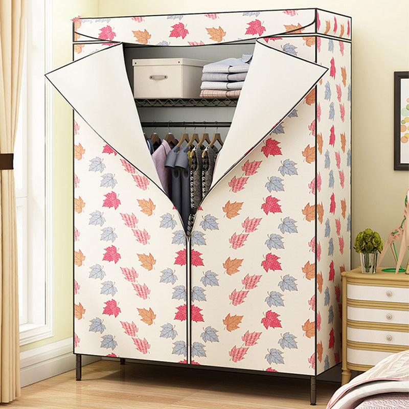 Tie en tissu en acier de garde-robe de style contemporain à 2 étagères comprenant un placard de garde-robe