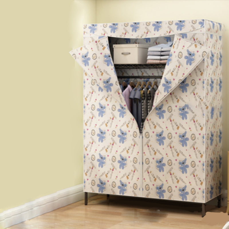 Tie en tissu en acier de garde-robe de style contemporain à 2 étagères comprenant un placard de garde-robe