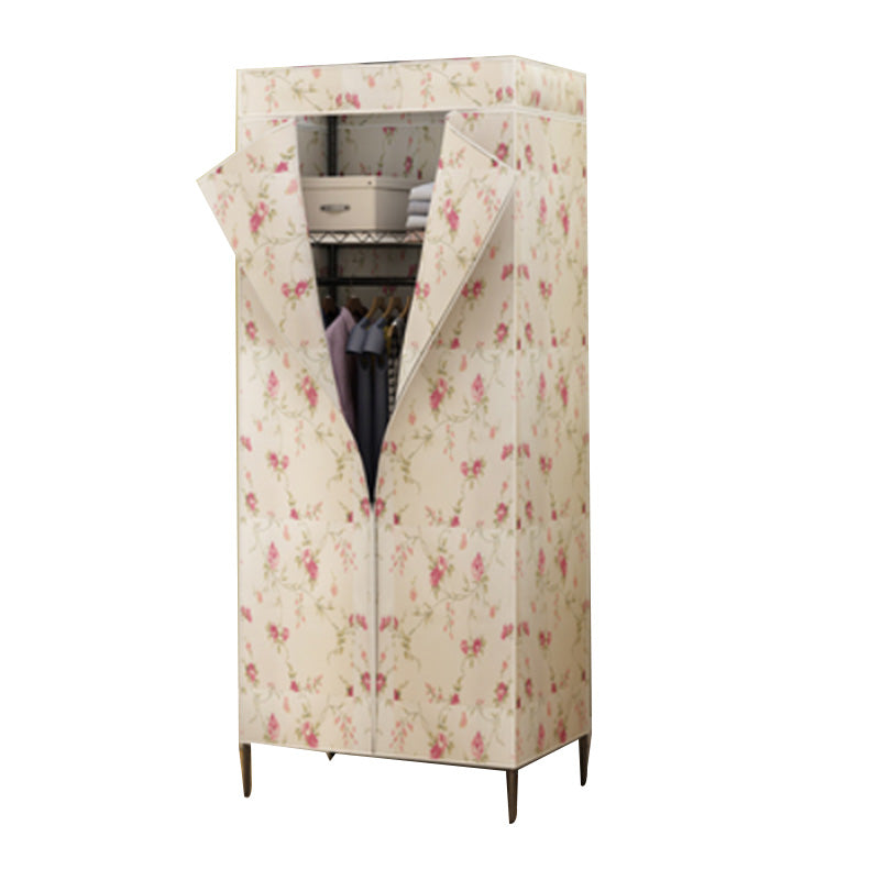 Tie en tissu en acier de garde-robe de style contemporain à 2 étagères comprenant un placard de garde-robe