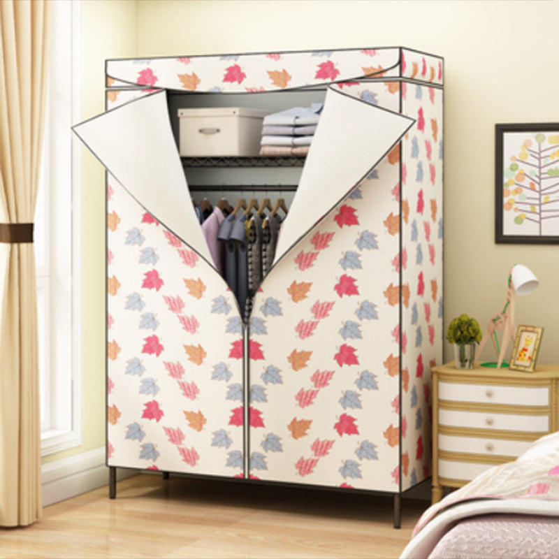 Tie en tissu en acier de garde-robe de style contemporain à 2 étagères comprenant un placard de garde-robe