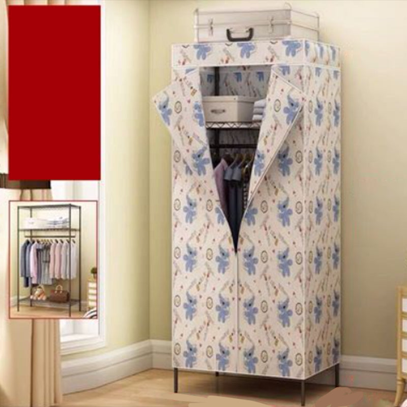 Tie en tissu en acier de garde-robe de style contemporain à 2 étagères comprenant un placard de garde-robe