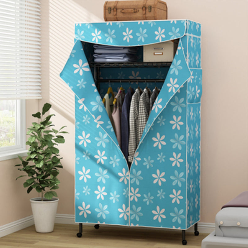 Tie en tissu en acier de garde-robe de style contemporain à 2 étagères comprenant un placard de garde-robe