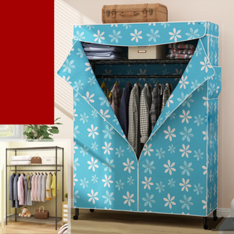 Tie en tissu en acier de garde-robe de style contemporain à 2 étagères comprenant un placard de garde-robe