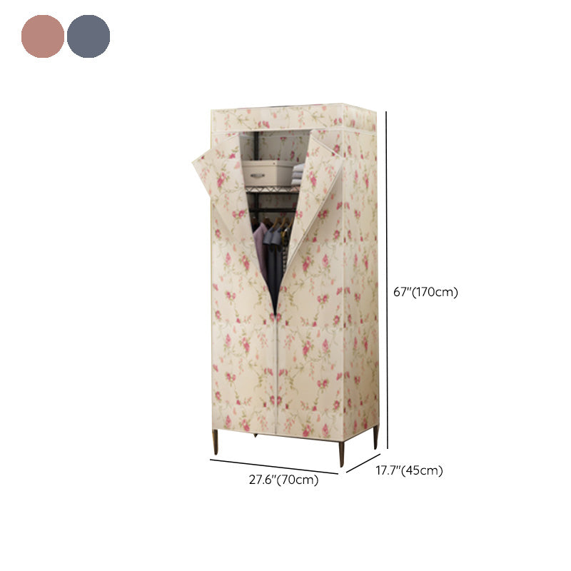 Tie en tissu en acier de garde-robe de style contemporain à 2 étagères comprenant un placard de garde-robe