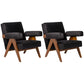 31.50" Wide Chair with Round Arms Tight Back for Living Room Black Velvet 2 Piece Set Clearhalo 'Accent Chairs' 'accent_chairs' 'Chairs & Seating' 'furn' 'furn_accent_chairs' 'Furniture' 'Living Room Furniture' 6191054