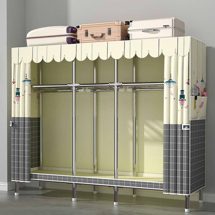 Blue Metal Double Door Modern Wardrobe 2 Doors Wardrobe Cabinet Clearhalo 'Armoires & Wardrobes' 'armoires_wardrobes' 'Bedroom Furniture' 'furn' 'furn_armoires_wardrobes' 'Furniture' 6191243