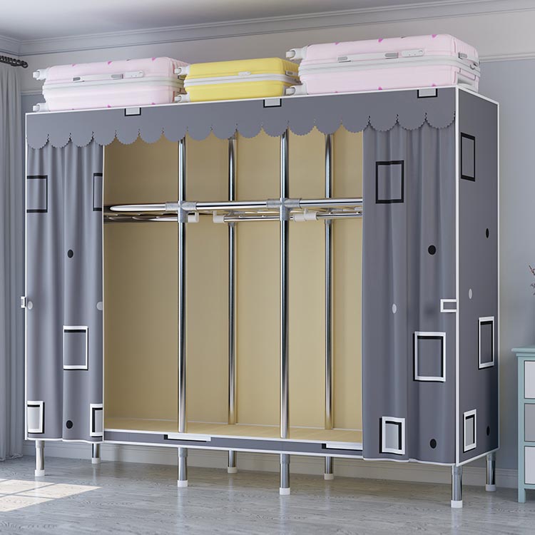 Blue Metal Double Door Modern Wardrobe 2 Doors Wardrobe Cabinet Clearhalo 'Armoires & Wardrobes' 'armoires_wardrobes' 'Bedroom Furniture' 'furn' 'furn_armoires_wardrobes' 'Furniture' 6191245
