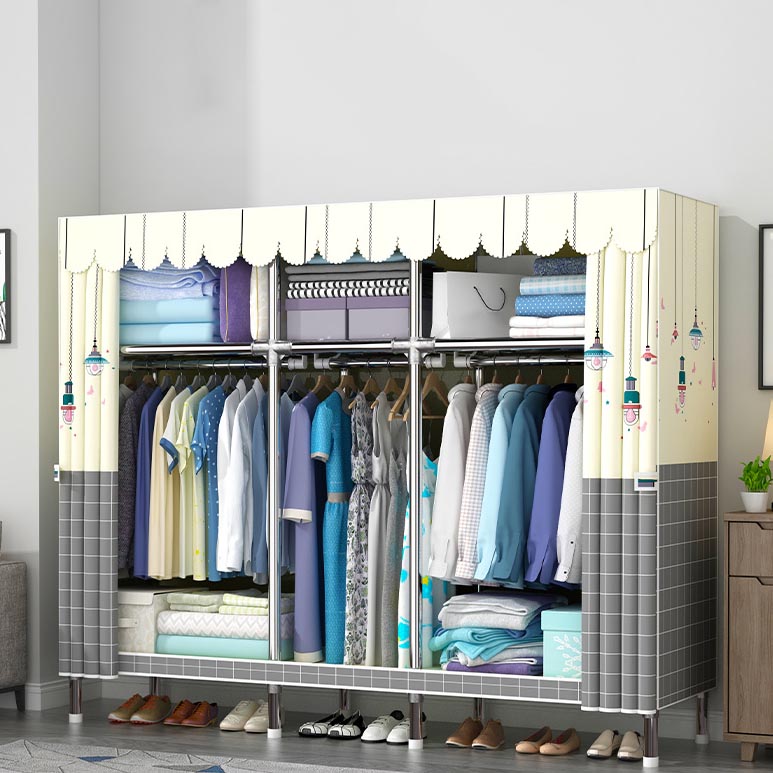 Blue Metal Double Door Modern Wardrobe 2 Doors Wardrobe Cabinet Clearhalo 'Armoires & Wardrobes' 'armoires_wardrobes' 'Bedroom Furniture' 'furn' 'furn_armoires_wardrobes' 'Furniture' 6191248
