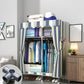 Blue Metal Double Door Modern Wardrobe 2 Doors Wardrobe Cabinet 43"L x 18"W x 67"H Gray White Striped Clearhalo 'Armoires & Wardrobes' 'armoires_wardrobes' 'Bedroom Furniture' 'furn' 'furn_armoires_wardrobes' 'Furniture' 6191257