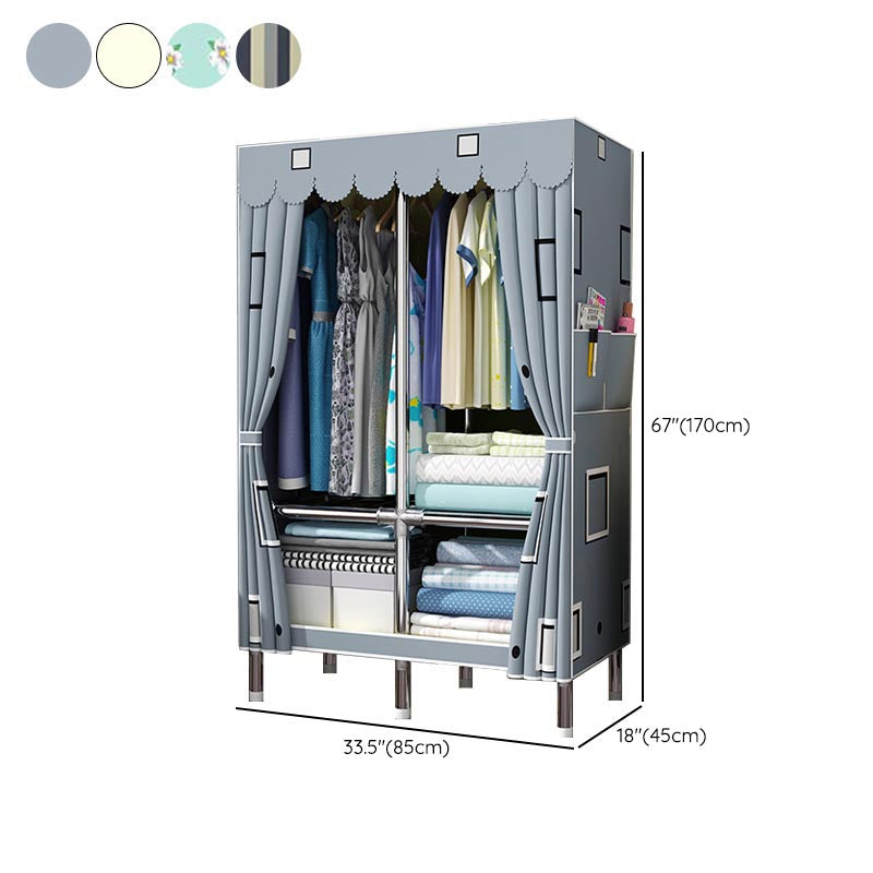 Blue Metal Double Door Modern Wardrobe 2 Doors Wardrobe Cabinet Clearhalo 'Armoires & Wardrobes' 'armoires_wardrobes' 'Bedroom Furniture' 'furn' 'furn_armoires_wardrobes' 'Furniture' 6191266