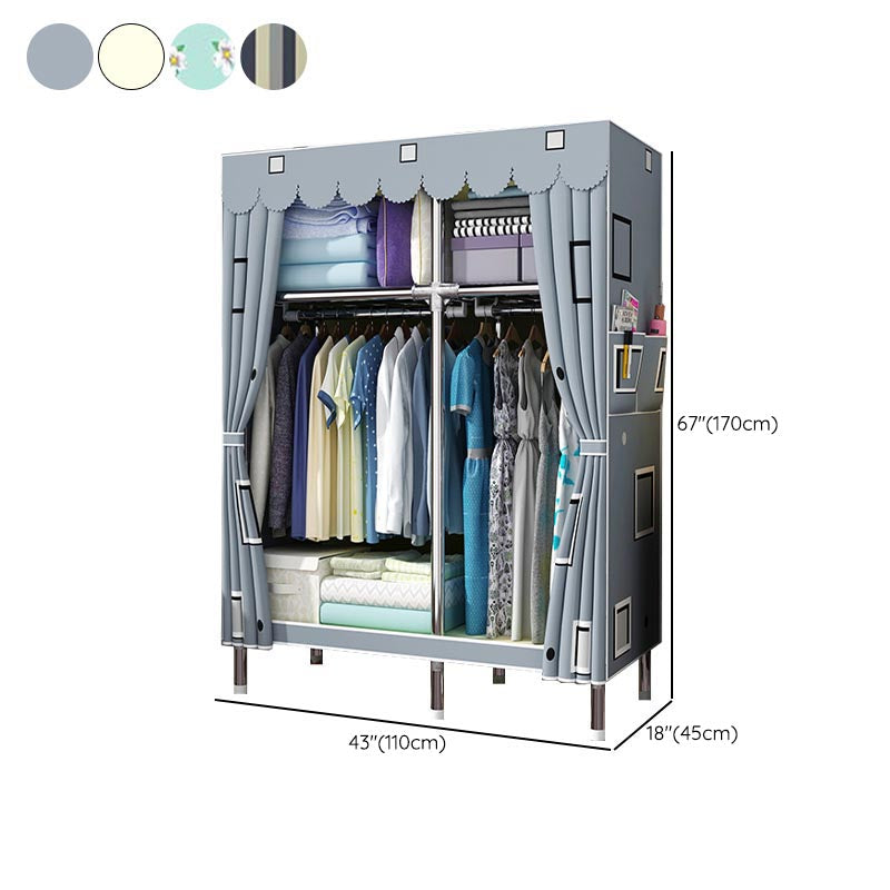 Blue Metal Double Door Modern Wardrobe 2 Doors Wardrobe Cabinet Clearhalo 'Armoires & Wardrobes' 'armoires_wardrobes' 'Bedroom Furniture' 'furn' 'furn_armoires_wardrobes' 'Furniture' 6191267
