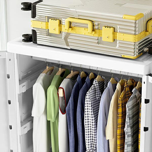 Armata di plastica bianca, guardaroba a 2 porte con 2-cassetti e canna da abbigliamento