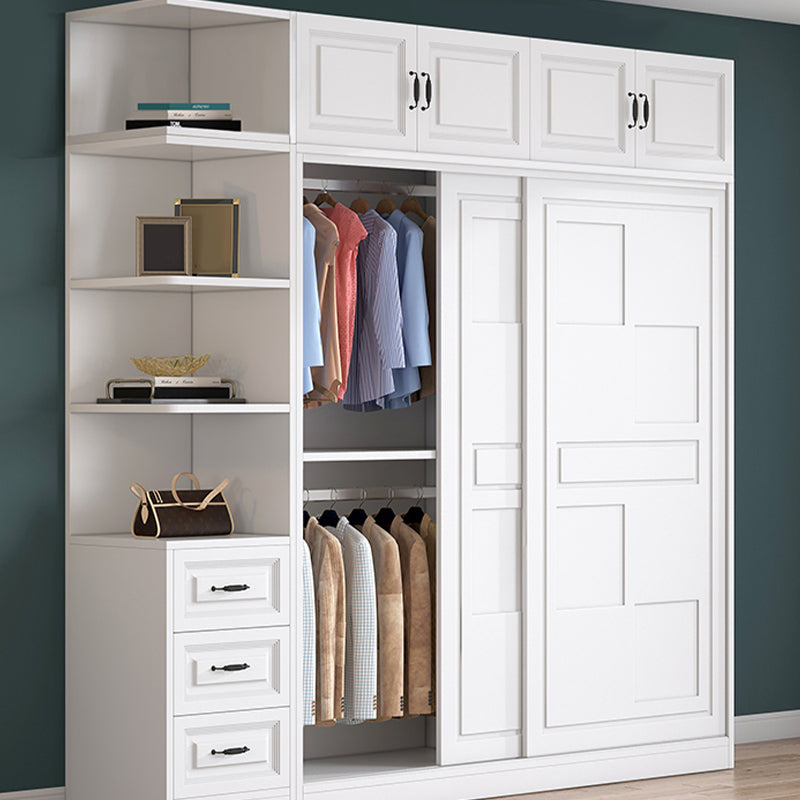 Modern Freestanding Wardrobe Armoire, 2-door Manufatured Armoire with Shelves in White Clearhalo 'Armoires & Wardrobes' 'armoires_wardrobes' 'Bedroom Furniture' 'furn' 'furn_armoires_wardrobes' 'Furniture' 6191346