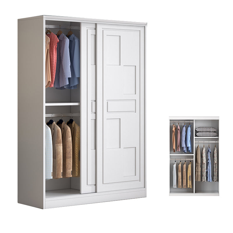 Modern Freestanding Wardrobe Armoire, 2-door Manufatured Armoire with Shelves in White 39"L x 20"W x 79"H Clearhalo 'Armoires & Wardrobes' 'armoires_wardrobes' 'Bedroom Furniture' 'furn' 'furn_armoires_wardrobes' 'Furniture' 6191347